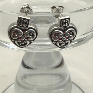 925 Thailand Heart Earrings Red Stone Reversible 3-Way Wear Sterling Silver